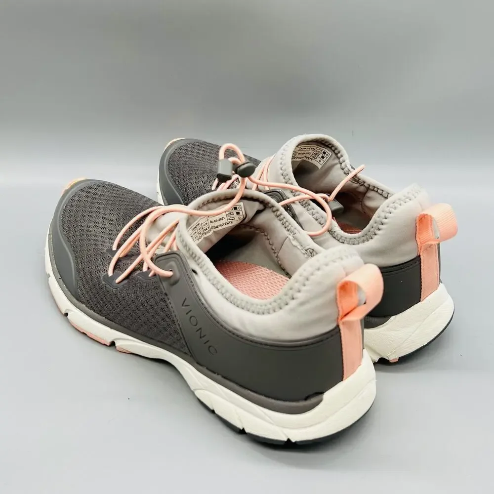 Vionic Shoes Women 7.5 Gray Mesh London Low Top Walking Athletic Sneaker Comfort